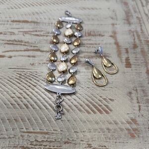 Lucky Brand Two-Tone Gold and Silver Beaded Bracelet